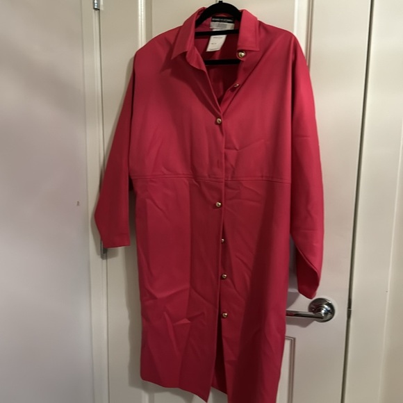 1960s Bernard holtzman  Magnin by I Magnin Coral Trench Coat Jacket Vint… - Picture 1 of 9